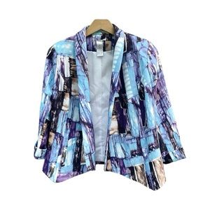Alberto Makali Cropped Jacket With A White, Blue, And Purple Modern Pattern. S